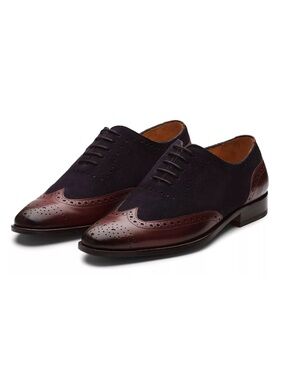 3DM Lifestyle Mens Oxford Wingtip Leather Brogue Dress Shoes Size 10 Navy Blue
